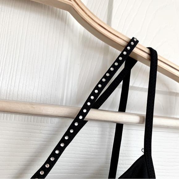 Boston Proper Made-to-be-Seen Strappy Cami Top w/ Rhinestones Ruched Bust Detail - Picture 3 of 8